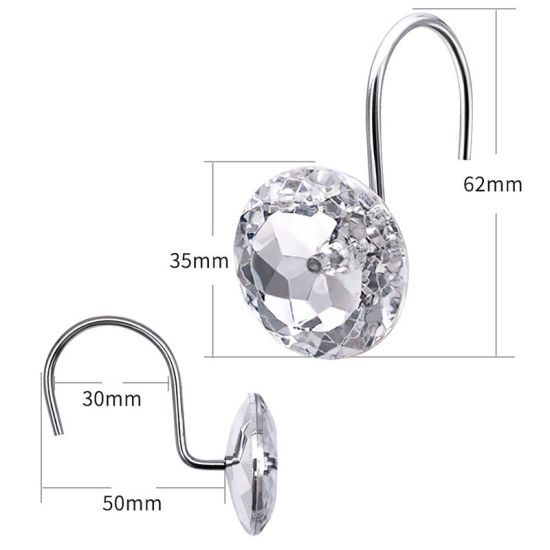 Picture of Iron Based Alloy & Acrylic Rhinestone Curtain Hook Accessories For Bathroom Shower Rods Curtains