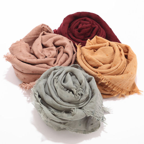 Picture of Dot Tassel Women's Hijab Scarf Wrap Solid Color