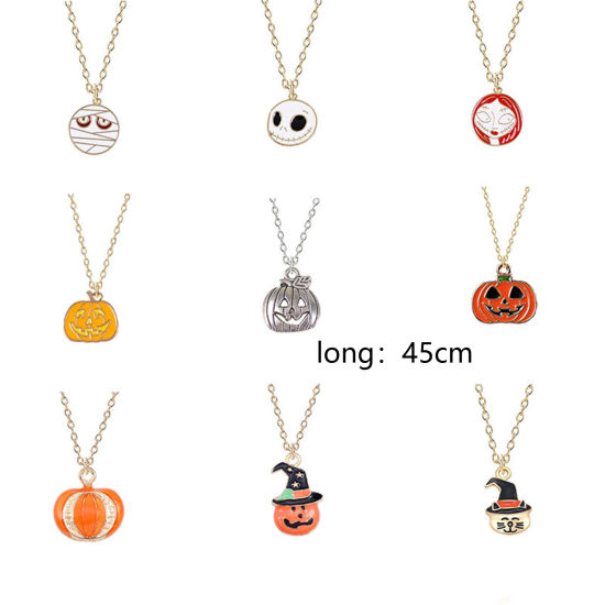 Picture of Halloween Necklace Multicolor Enamel 45cm(17 6/8") long, 1 Piece