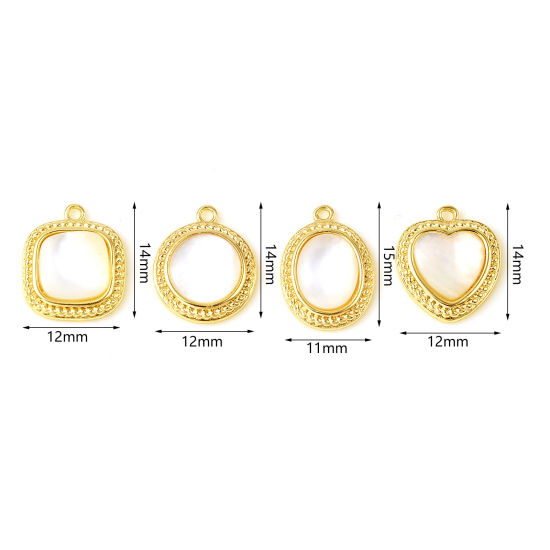 Immagine di Conchiglia + Ottone Charms 18K Vero Oro Placcato Bianco 1 Pz