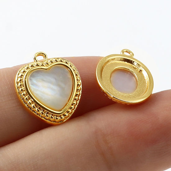 Immagine di Conchiglia + Ottone Charms 18K Vero Oro Placcato Bianco 1 Pz