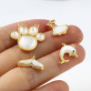 Bild von 1 Stück Natürliche Muschel & Messing Charms 18K Echtgold plattiert Weiß