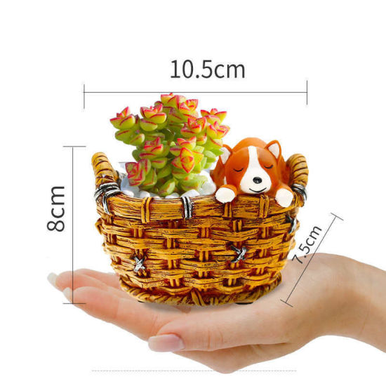 Picture of Resin Cartoon Animal Basket Micro Landscape Small Flower Pot For Succulent
