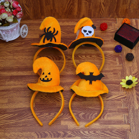 Picture of Plastic & Velvet Halloween Headband Orange 23cm x 11.5cm, 1 Piece