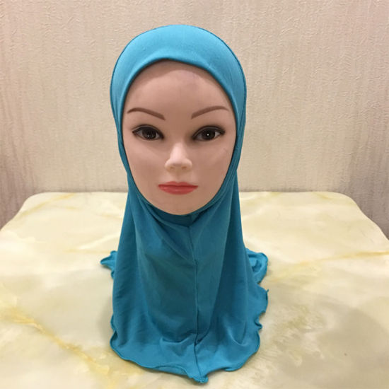 Изображение Turban Hat Hijab Scarf Solid Color For 2-7 Years Old Child Girl