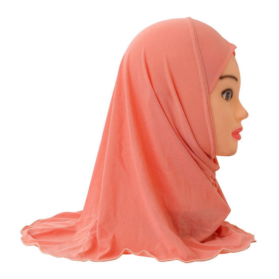 Изображение Turban Hat Hijab Scarf Solid Color For 2-7 Years Old Child Girl