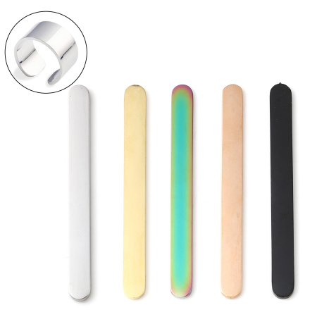 Immagine di Acciaio Inossidabile Anello Rettangolo Multicolore Modifiche in bianco di timbratura Un Lato 52mm x 5mm, 2 Pz