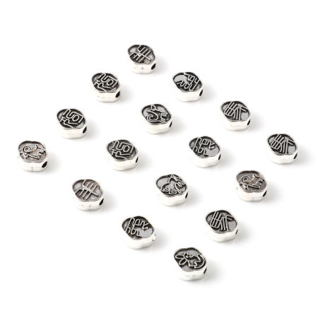 Zamak Cuentas Diamond Plata Antigua Animal 50 Unidades