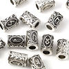 Imagen de Zamak Cuentas Dreadlock para Trenzar el Cabello Cilíndrico Plata Antigua Runa Vikinga Aprox 13mm x 8mm, Agujero: Aprox 4.7mm, 30 Unidades