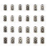 Imagen de Zamak Cuentas Dreadlock para Trenzar el Cabello Cilíndrico Plata Antigua Runa Vikinga Aprox 13mm x 8mm, Agujero: Aprox 4.7mm, 30 Unidades