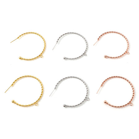 Zamak Pendientes Círculos Multicolor Forma de C W/ Lazo 48mm x 45mm, Post/ Wire: (21 gauge), 10 Unidades