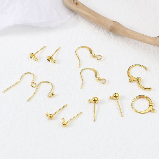 Image de Boucles d'Oreilles Crochets en Cuivre Rempli d'Or avec Boucle Taille de Fil: (21 gauge), 4 Pcs