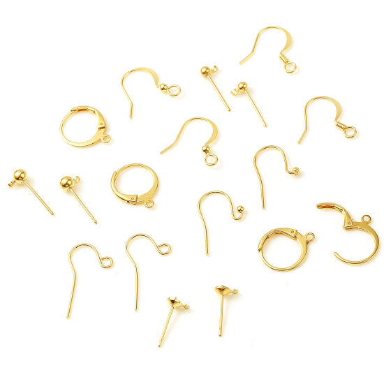 Bild von Kupfer Ohrring Ohr Haken Gold gefüllt M/Öse Pfosten-/ Drahtgröße: (21 gauge), 4 Stück
