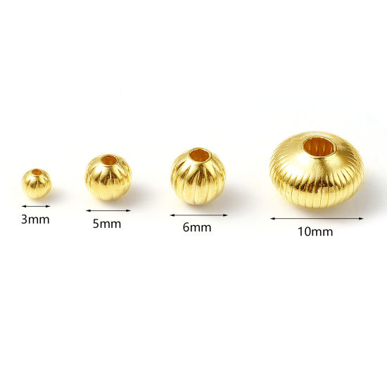 Picture of Copper Beads Gold Filled Round Stripe 5 PCs