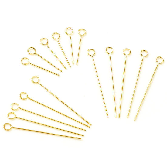 Image de Aiguilles Tiges à Œil en Cuivre Rempli d'Or 0.5mm 10 Pcs