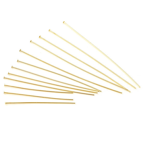 Image de Aiguilles Tiges à Tête Plate en Cuivre Rempli d'Or 0.5mm 10 Pcs