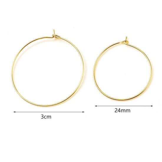 Picture of Copper Hoop Earrings Gold Filled Circle Ring Post/ Wire Size: (21 gauge), 2 PCs