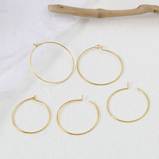 Picture of Copper Hoop Earrings Gold Filled Circle Ring Post/ Wire Size: (21 gauge), 2 PCs