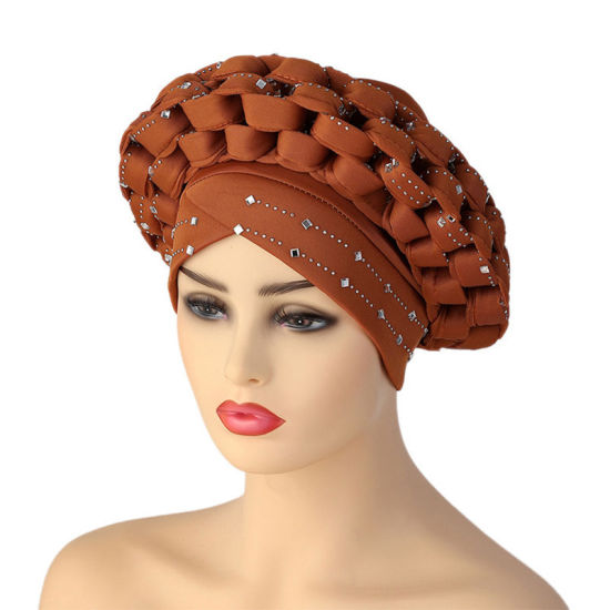 Image de Chapeau de turban réglable de style africain pour femmes avec strass Hot Fix