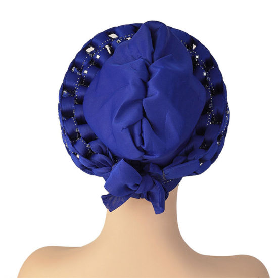 Picture of African Style Adjustable Women's Turban Hat With Hot Fix Rhinestone