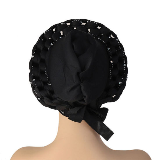 Picture of African Style Adjustable Women's Turban Hat With Hot Fix Rhinestone