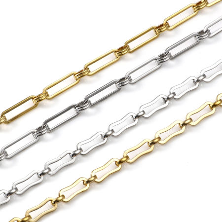 Picture of Wholesale Irregular Paperclip Link Chain Necklace, Multicolor Stainless Steel, Unisex Minimalist Gift Jewelry For Retailer, 1 Piece