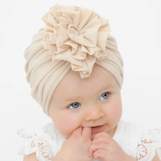 Изображение Big Flower Cotton Turban Hat Beanie Bonnet For Baby Girls Newborn Infant
