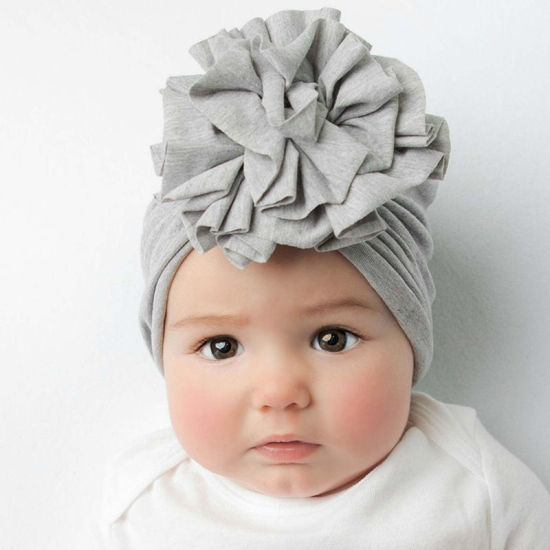 Изображение Big Flower Cotton Turban Hat Beanie Bonnet For Baby Girls Newborn Infant