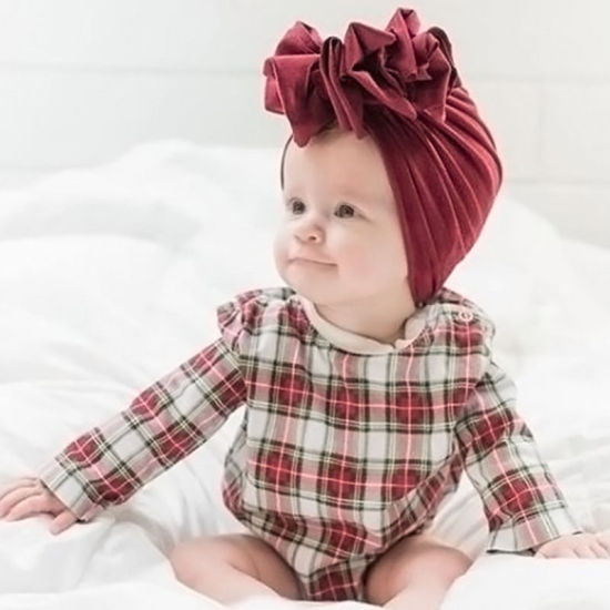 Picture of Big Flower Cotton Turban Hat Beanie Bonnet For Baby Girls Newborn Infant