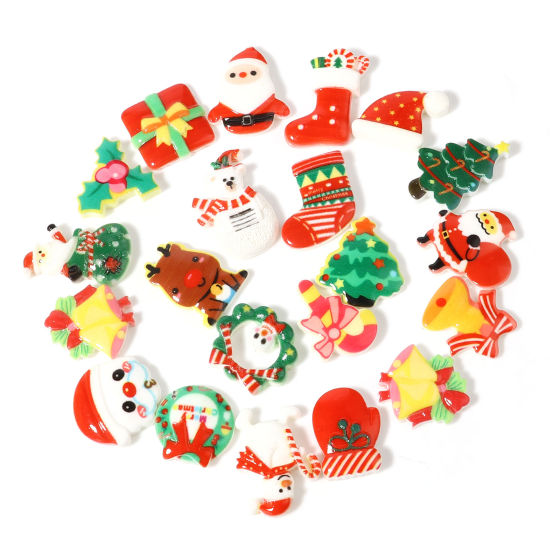 Image de Cabochons d'Embellissement en Résine Père de Noël Multicolore 20 Pcs