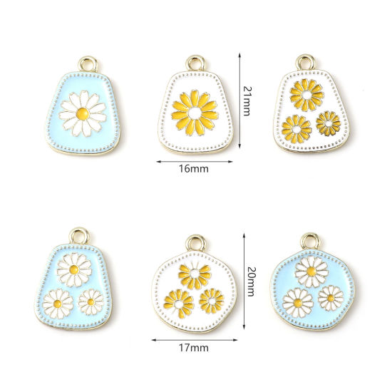Immagine di Lega di Zinco Charms Oro Placcato Multicolore Fiore Smalto 5 Pz