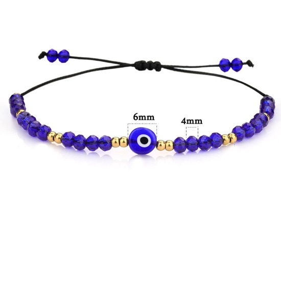Imagen de Pulseras Trenzadas Acero Inoxidable + Cristal de Religión Multicolor Mal de ojo Ajustable , 18cm de longitud 1 Unidad