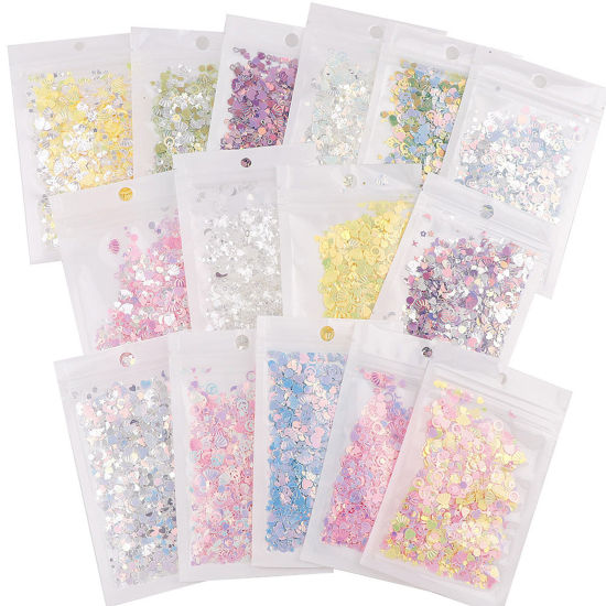 Image de Matériaux de Remplissage pour Bijoux de Résine en PVC Multicolore Paillettes 13cm x 8cm, 1 Paquet