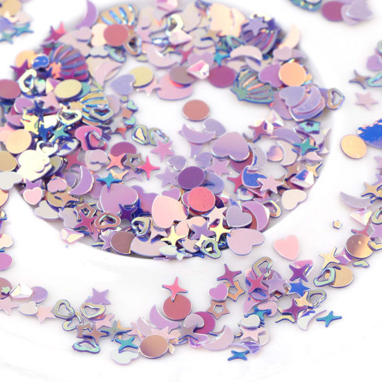 Image de Matériaux de Remplissage pour Bijoux de Résine en PVC Multicolore Paillettes 13cm x 8cm, 1 Paquet