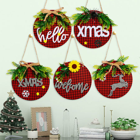Christmas Message Lattice Hanging Door Sign Party Home Decoration