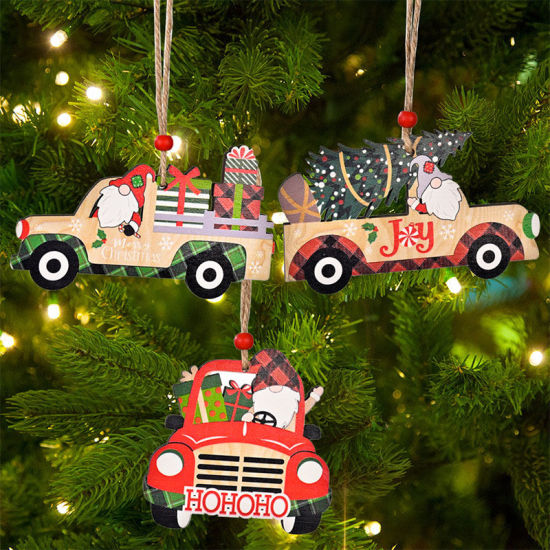 Picture of Christmas Car Wood Hanging Ornament Decoration