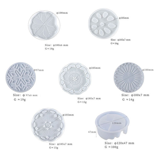 Picture of Silicone Resin Mold For Jewelry Making Coaster Lotus Flower White 1 Piece