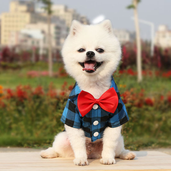 Picture of Bow Tie Plaid Shirt Dog Pet Clothes