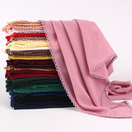 Bild von Chiffon Damen Spitze Hijab Schal Wrap Solid Color