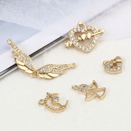 Picture of Brass Valentine's Day Charms Gold Plated Heart 5 PCs                                                                                                                                                                                                          