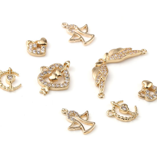 Picture of Brass Valentine's Day Charms Gold Plated Heart 5 PCs                                                                                                                                                                                                          