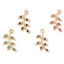 Picture of Brass Micro Pave Charms Gold Plated Leaf 19mm x 9mm, 5 PCs