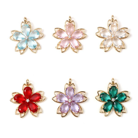 Brass Pendants Gold Plated Flower 3.6cm x 3.3cm, 1 Piece