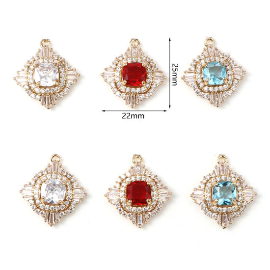 Immagine di Ottone Micro Intarsio Charms Oro Placcato Geometrica 25mm x 22mm, 1 Pz