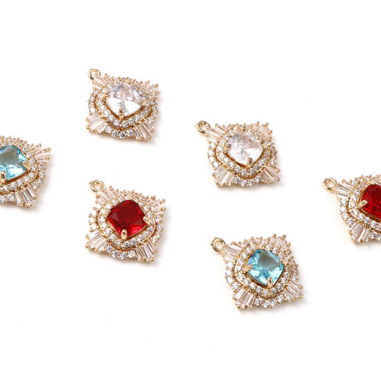 Immagine di Ottone Micro Intarsio Charms Oro Placcato Geometrica 25mm x 22mm, 1 Pz