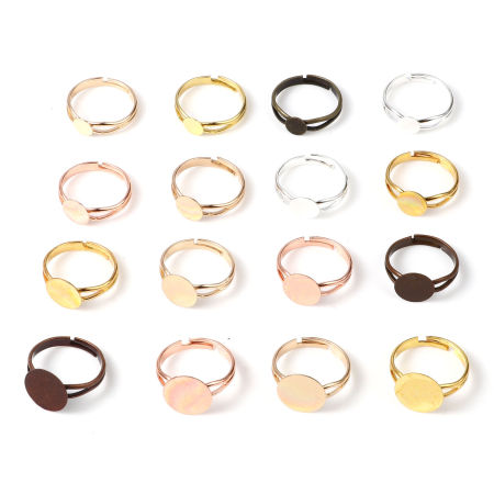 Kupfer Offen Verstellbar Ring, Bunt Klebbar, 16.9mm（US Größe:6.5), 10 Stück