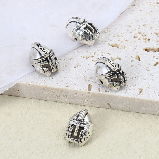 Immagine di Lega di Zinco Perline Maschera Argento Antico 30 Pz