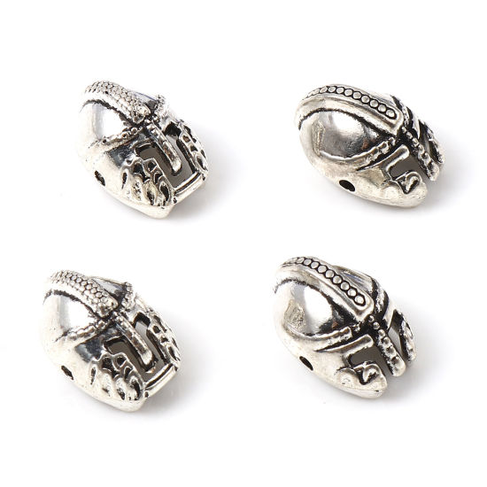 Immagine di Lega di Zinco Perline Maschera Argento Antico 30 Pz