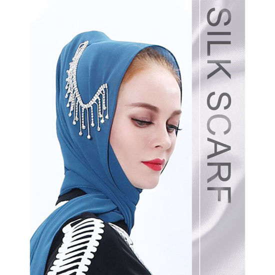 Picture of Chiffon Women's Lace Hijab Scarf Wrap Solid Color