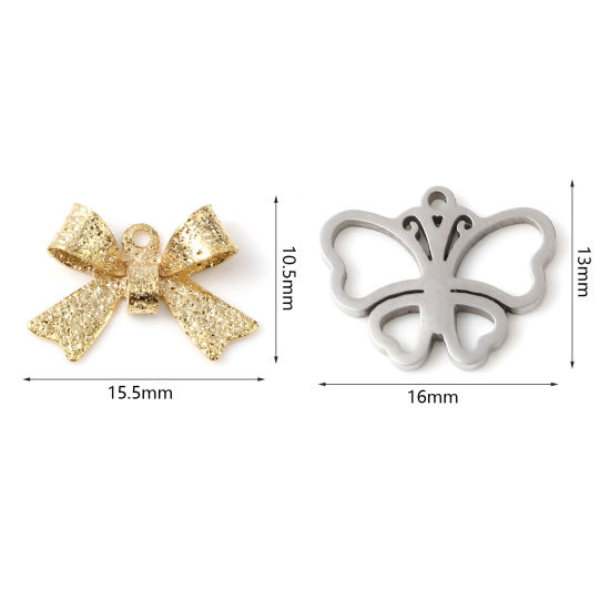 Изображение Нержавеющая Сталь Подвески Бабочка Разноцветный 5 ШТ